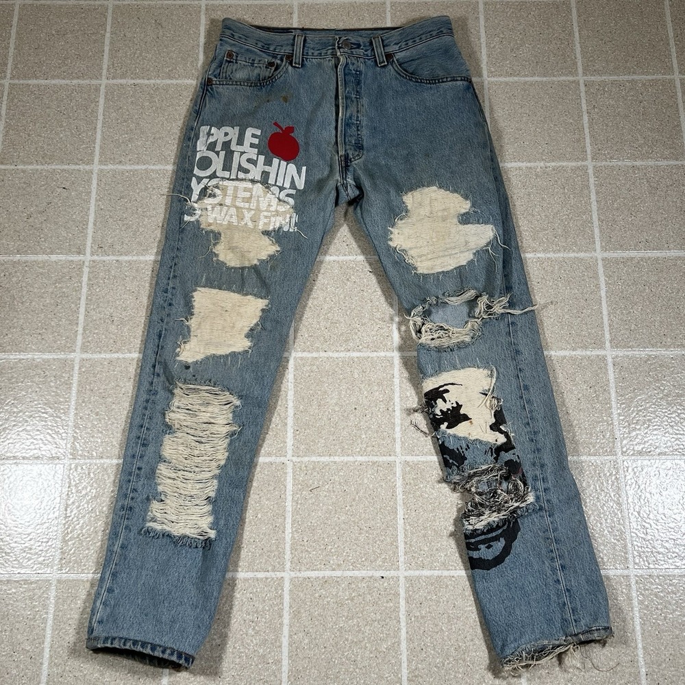 VTG Levis 501 Jeans Mens Light Blue Denim Straight Button Fly USA Sz 28x28